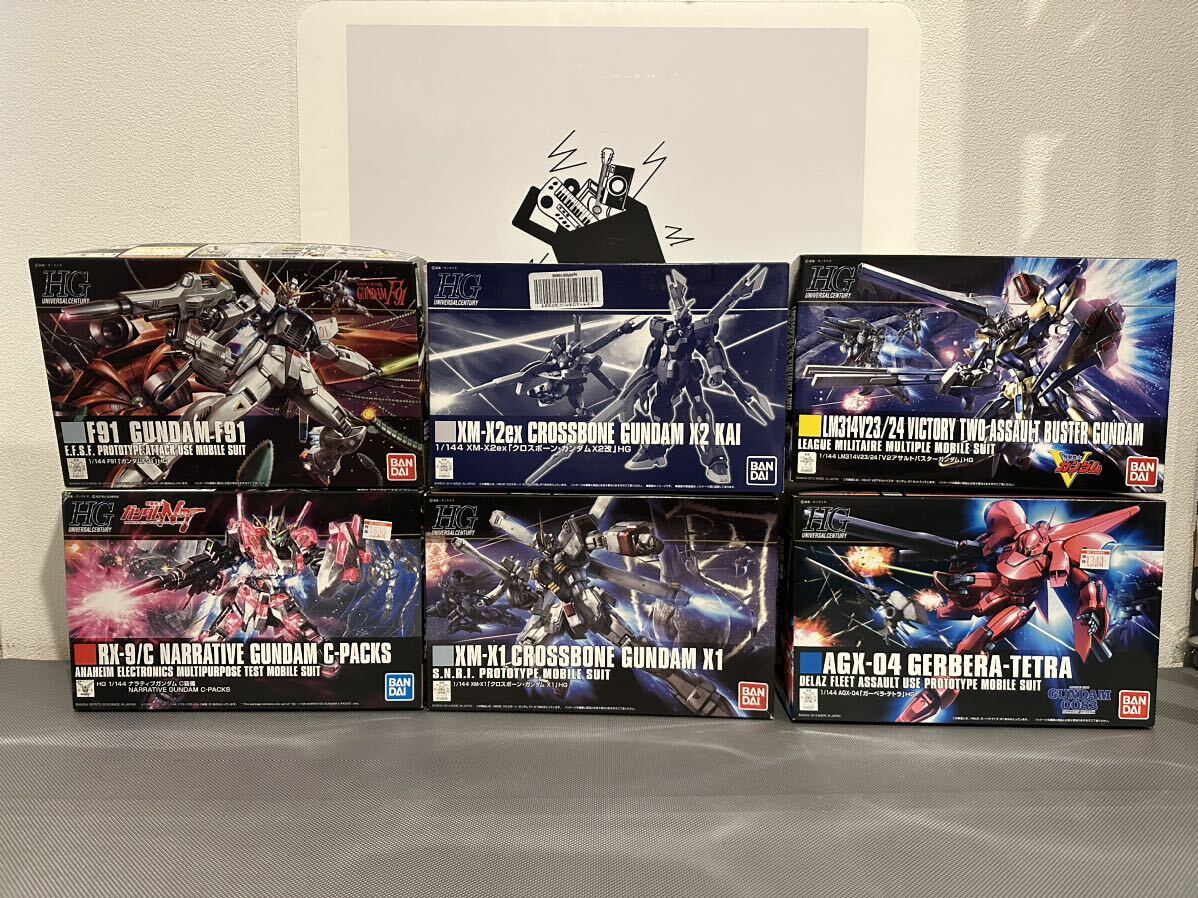 【中古】プラモデル 機動戦士ガンダム ガンプラ まとめて HG ナラティブガンダム F91 クロスボーン アサルトバスター他6体セット【札TB02】_画像1