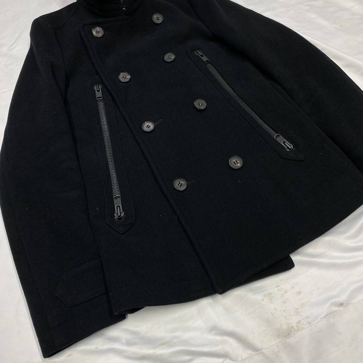 Rare 00's ripvanwinkle 5 zip type black pea jacket JAPANESE LABEL archive goa ifsixwasnine kmrii share spirit lgb 14th addictionの画像4