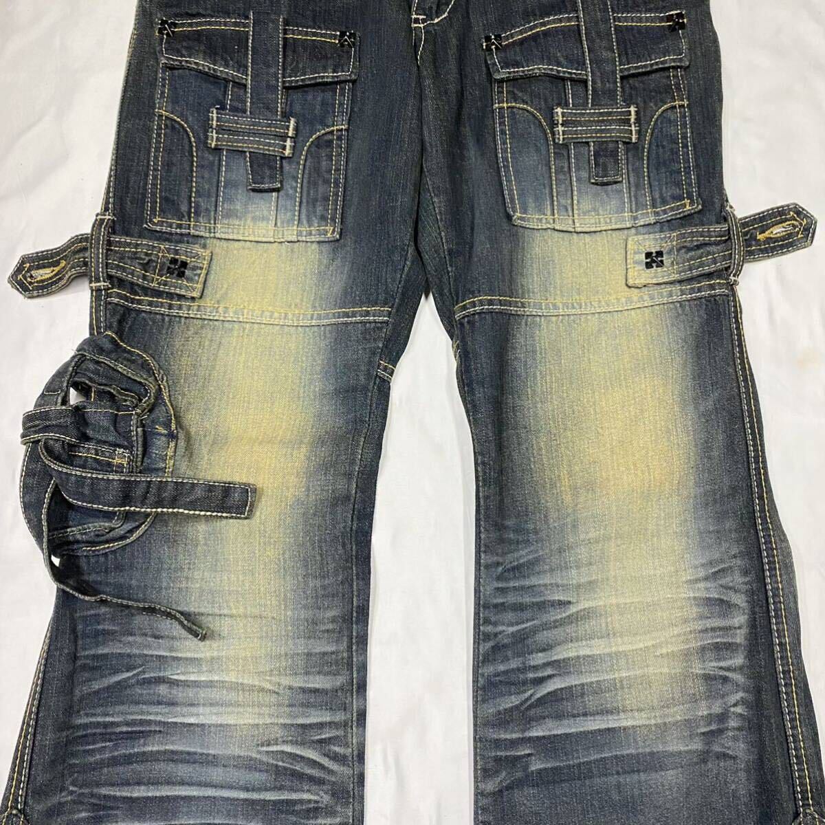 Special 00's JAPANESE LABEL Multi-pocket mud-dye flared denim pants archive goa ifsixwasnine kmrii share spirit lgb 14th addictionの画像2