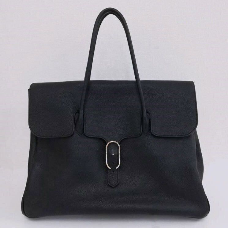 Cisei 0983 LD FLAP TOTE -L BAG Col. Nero（T） シセイ フラップ トート バッグ シュリンクレザー （ブラック）の画像1