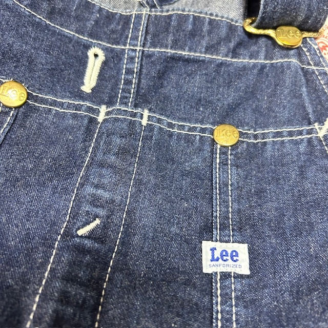 美品 90s～ Lee デニムオーバーオール 34 濃紺 日本製 オールド リー 大きめ 濃いめ サロペット L～XL ●75