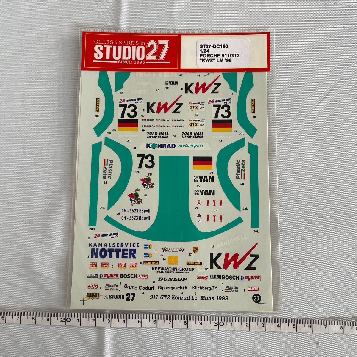 STUDIO27 スタジオ27 1/24 PORSCHE 911 GT2 KWZ LM '98 デカール STUDIO27 スタジオ27 1/24 PORSCHE 911 GT2 KWZ LM '98 デカール