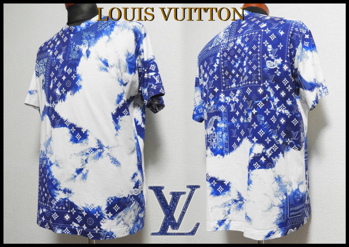 LOUIS VUITTON バンダナモノグラムTシャツ ルイヴィトン 国内正規品 青 白 メンズ S 半袖 即完売品 レア ジャケット ブルゾン ベルト_画像5