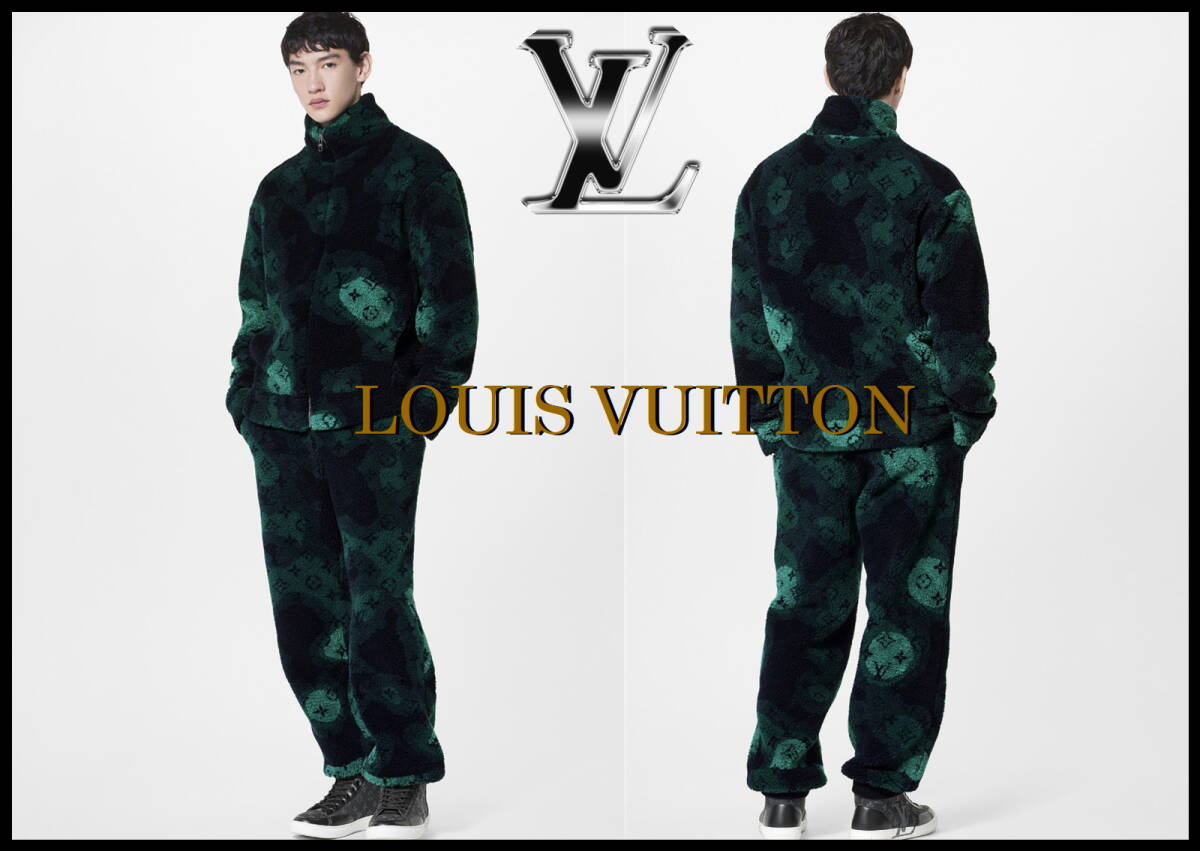 LOUIS VUITTON モノグラムカモフリース ルイヴィトン ボア ジャケット グリーン ネイビー メンズ M LV 国内正規品 完売品 スウェットベルト_画像8