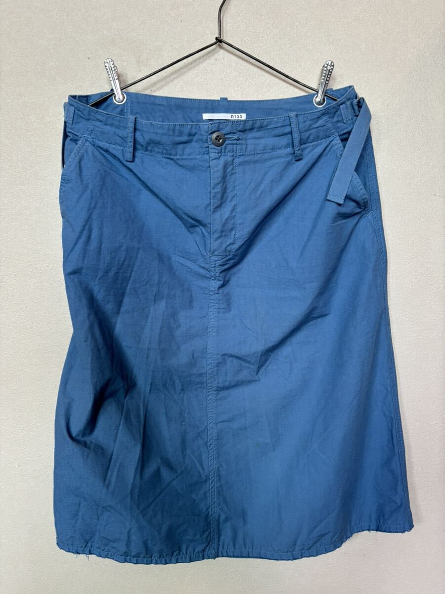 【81】n100エヌワンハンドレッド　アーミースカート　膝丈スカート　nf-1002-36 水色　ブルー_画像1