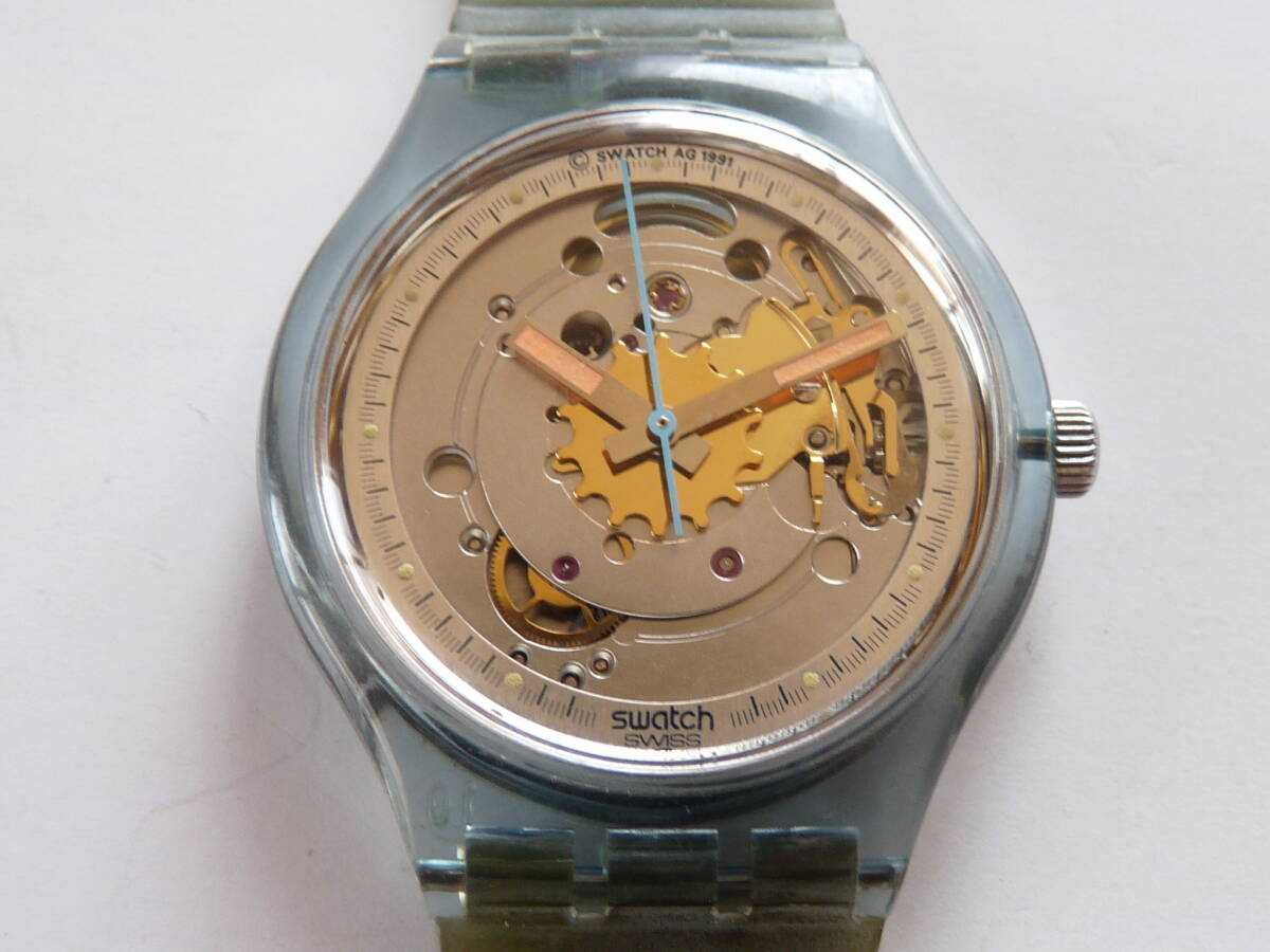  не использовался 1991 год первое поколение автоматический Swatch Swatch голубой matic BLUE MATIC номер товара SAN100