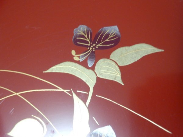o40：日本 工芸品 塗り 小物入れ 花柄 フラワー インテリア 飾り 置物_画像4