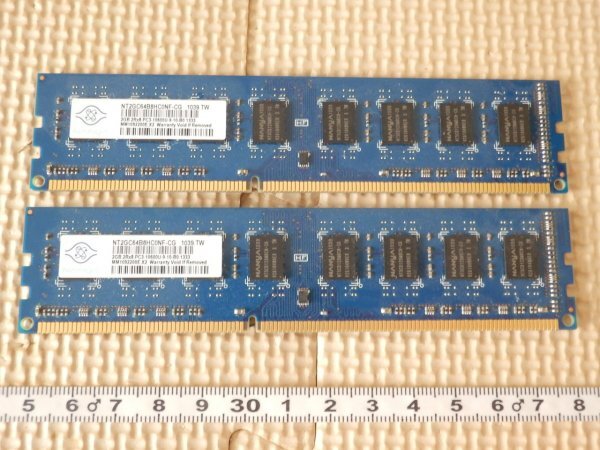 p60：2GB 2R×8 PC3 10600U-9-10-B0.1333 NANYA　2枚　メモリー　パソコン アクセサリー_画像1