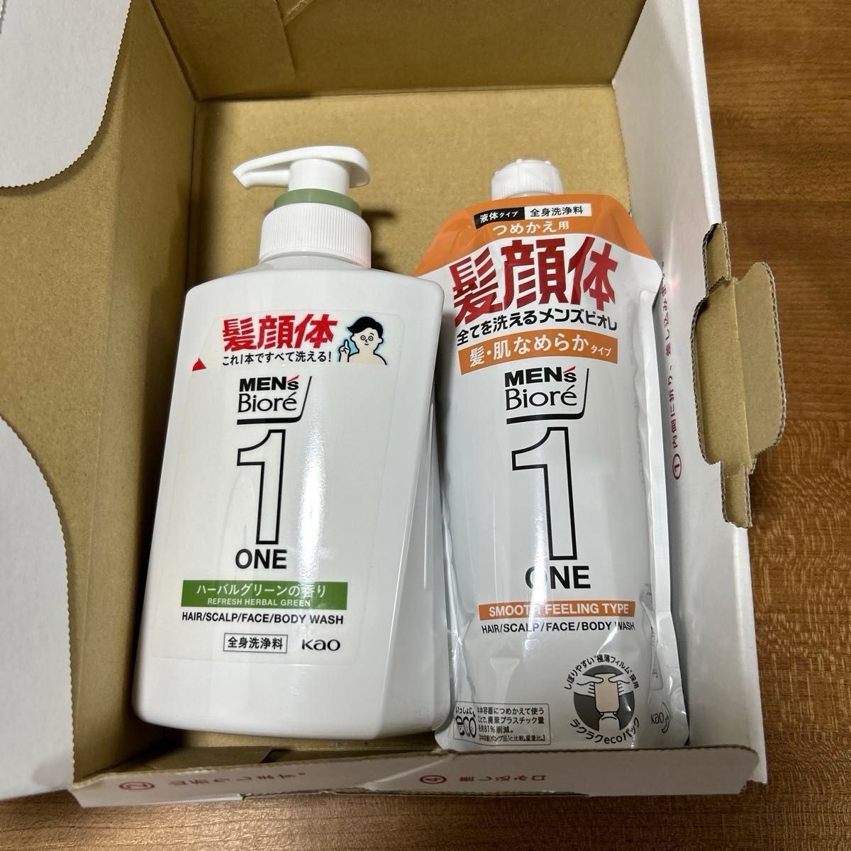 ボディソープ  メンズビオレ ONE 全身洗浄料 ハーバルグリーン 本体 480ml / 詰替 フローラルサボン 380ml　新品