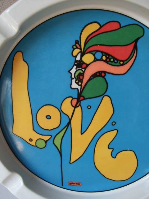 1960s Vintage / Peter Max / Ashtray / LOVE / 灰皿 大 １客 陶器製 当時物 ビンテージ中古品 実物　※キズあり_画像8