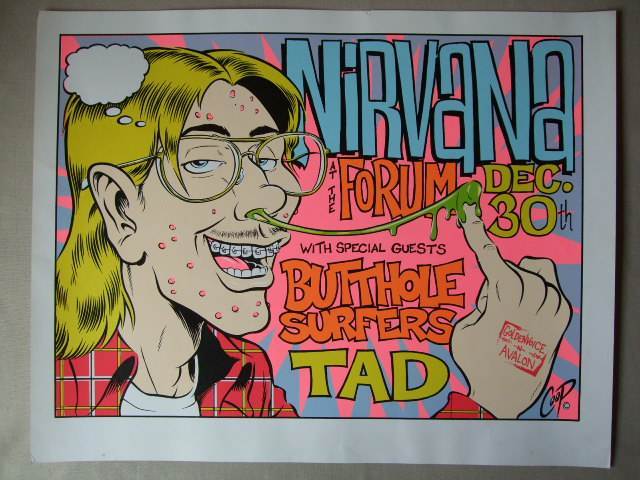 1993年 NIRVANA / Vintage Concert Poster / COOP / AT THE FORUM / クープ / ニルヴァーナ / シルクスクリーンポスター/ 傷あり / 当時物