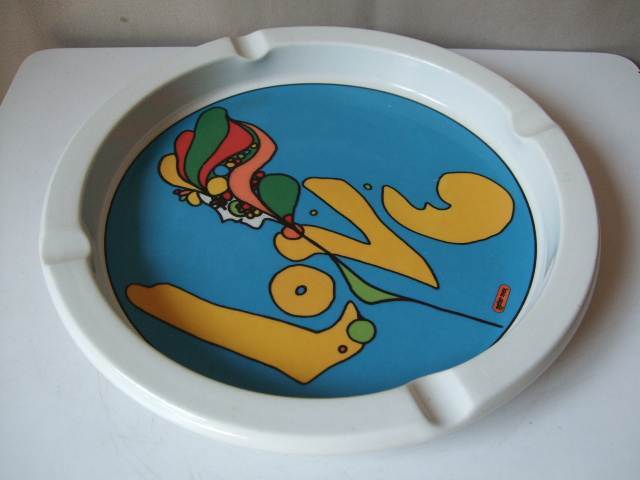 1960s Vintage / Peter Max / Ashtray / LOVE / 灰皿 大 １客 陶器製 当時物 ビンテージ中古品 実物　※キズあり_画像9