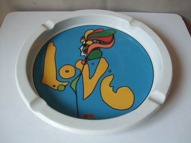 1960s Vintage / Peter Max / Ashtray / LOVE / 灰皿 大 １客 陶器製 当時物 ビンテージ中古品 実物　※キズあり_画像10