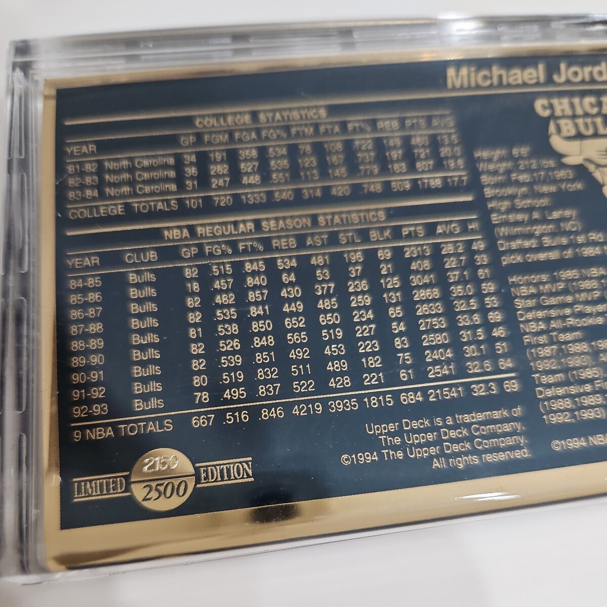 UPPER DECKマイケル・ジョーダンロ 24K アッパーデック NBA カード トレカ トレーディングカード NBA チャンピオン記念ピンセットの画像7