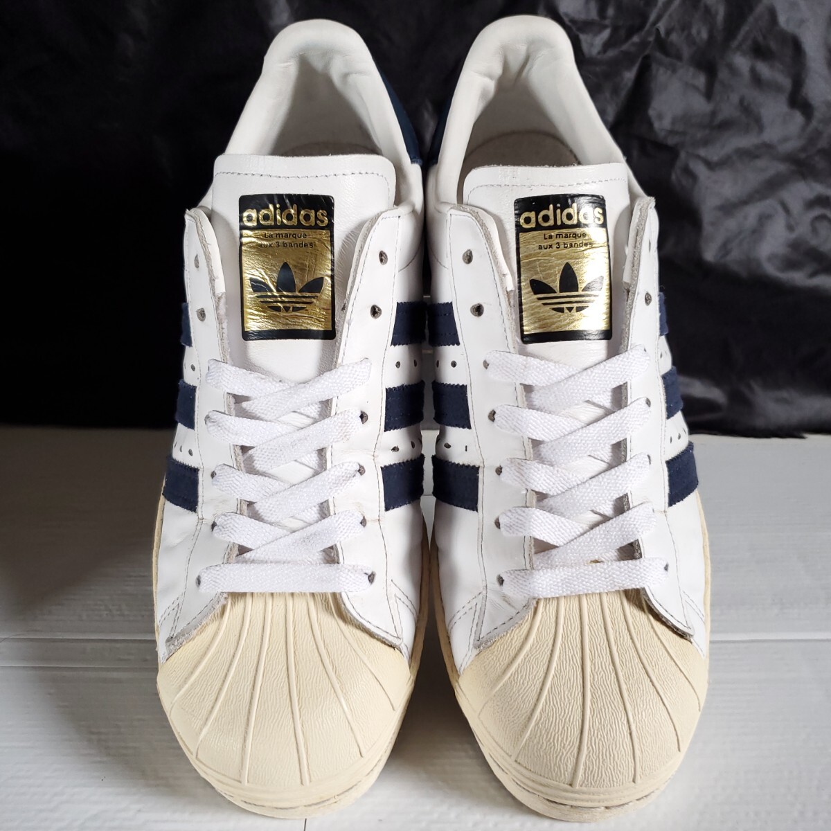 adidas 26.0 金ベロ SUPER STAR スーパースター 80s VINTAGE DX ホワイト ネイビー 白 紺 SUPERSTAR_画像3