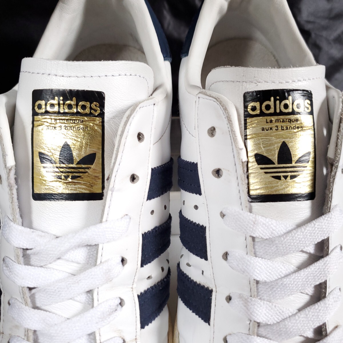 adidas 26.0 金ベロ SUPER STAR スーパースター 80s VINTAGE DX ホワイト ネイビー 白 紺 SUPERSTAR_画像4