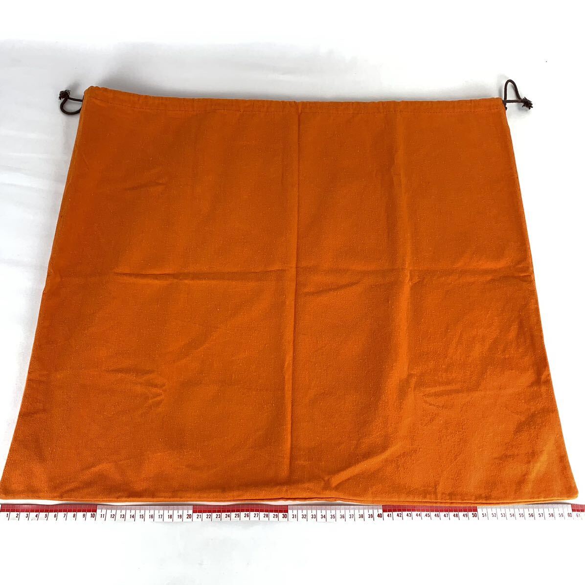 HERMES エルメス 保存袋 61×52 大型 特大 旧型 巾着袋 付属品 バッグ用 袋 オレンジ_画像2