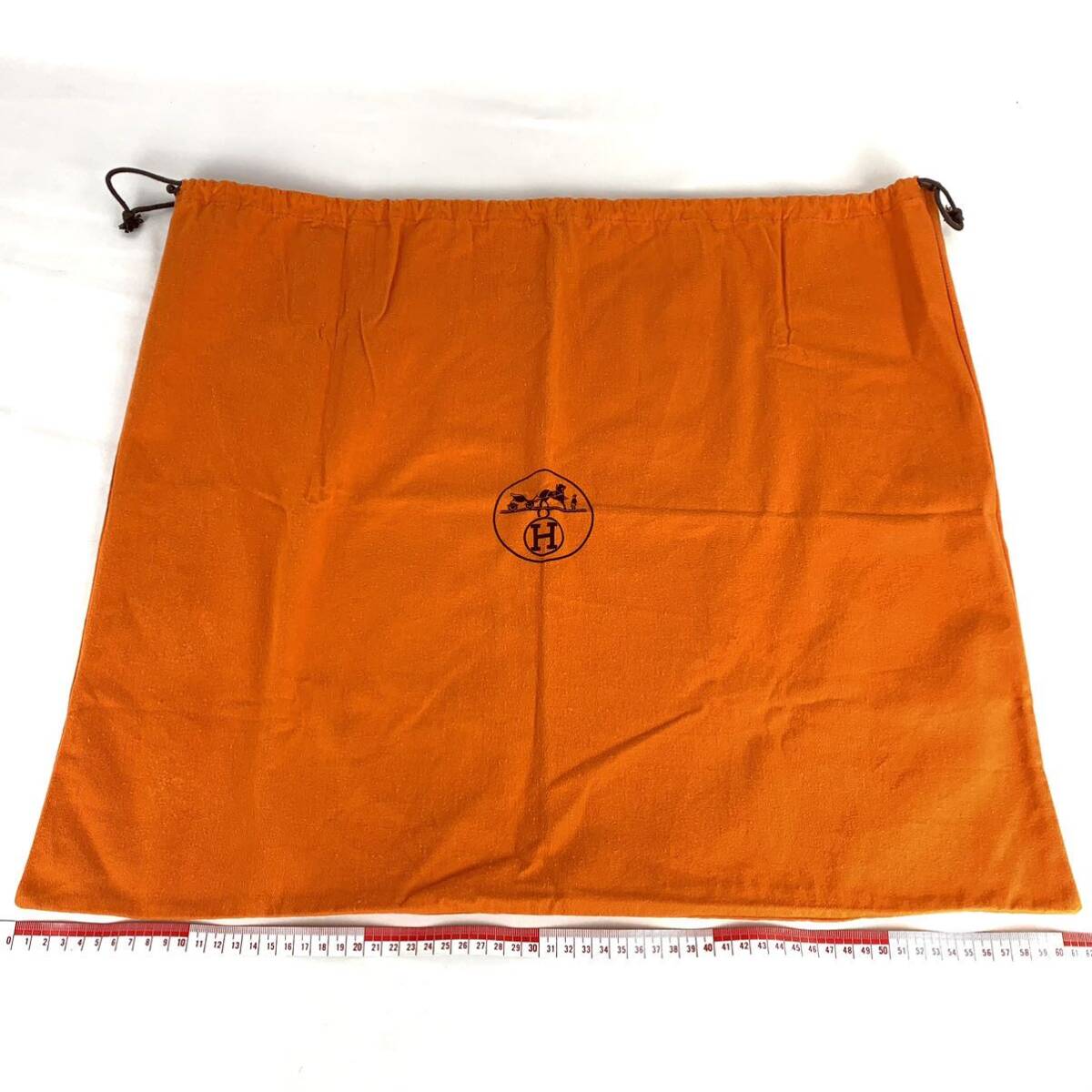HERMES エルメス 保存袋 61×52 大型 特大 旧型 巾着袋 付属品 バッグ用 袋 オレンジ_画像1