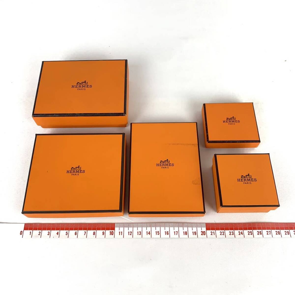 HERMES エルメス 空箱 22箱 空き箱 BOX ボックス 化粧箱 リボン 緩衝材 アクセサリーケース 小物用 オレンジ オレンジボックス _画像10