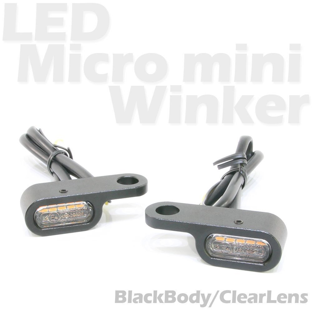 超小型 マイクロミニ LED ウインカー EH ブラックボディ クリアレンズ 車検対応 2個セット オレンジ/アンバー発光の画像1