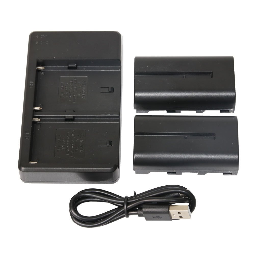 SONY ソニー NP-F550 NP-F570/5 互換 7.4V バッテリーパック 2個セット 充電器付き USB 動画 撮影 ライト リングライト ポータブル照明 LED_画像4