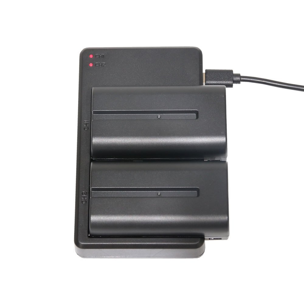 SONY ソニー NP-F550 NP-F570/5 互換 7.4V バッテリーパック 2個セット 充電器付き USB 動画 撮影 ライト リングライト ポータブル照明 LED_画像5