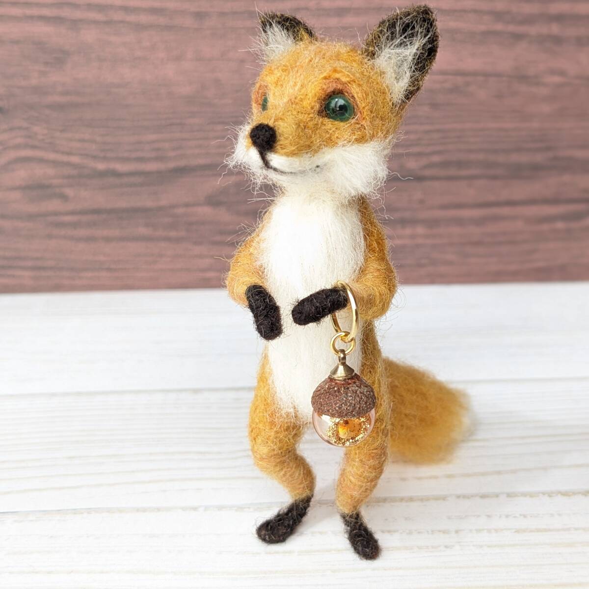  height 9.3cm.... fox forest. guide position miniature wool doll wool felt ... acorn shape lamp attaching 