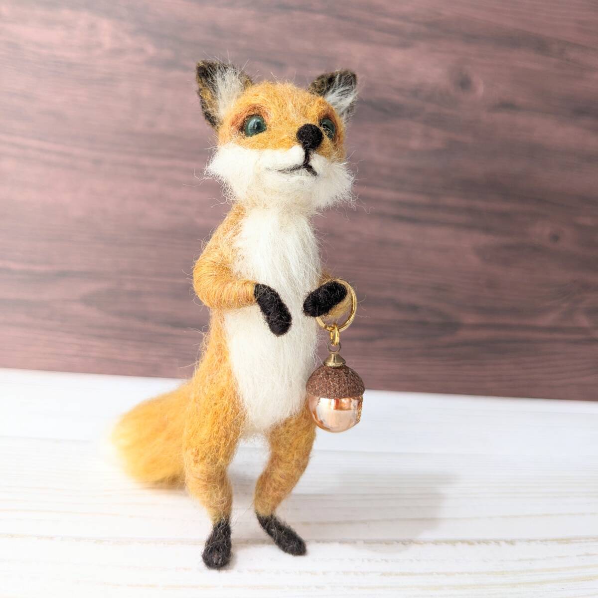  height 9.3cm.... fox forest. guide position miniature wool doll wool felt ... acorn shape lamp attaching 