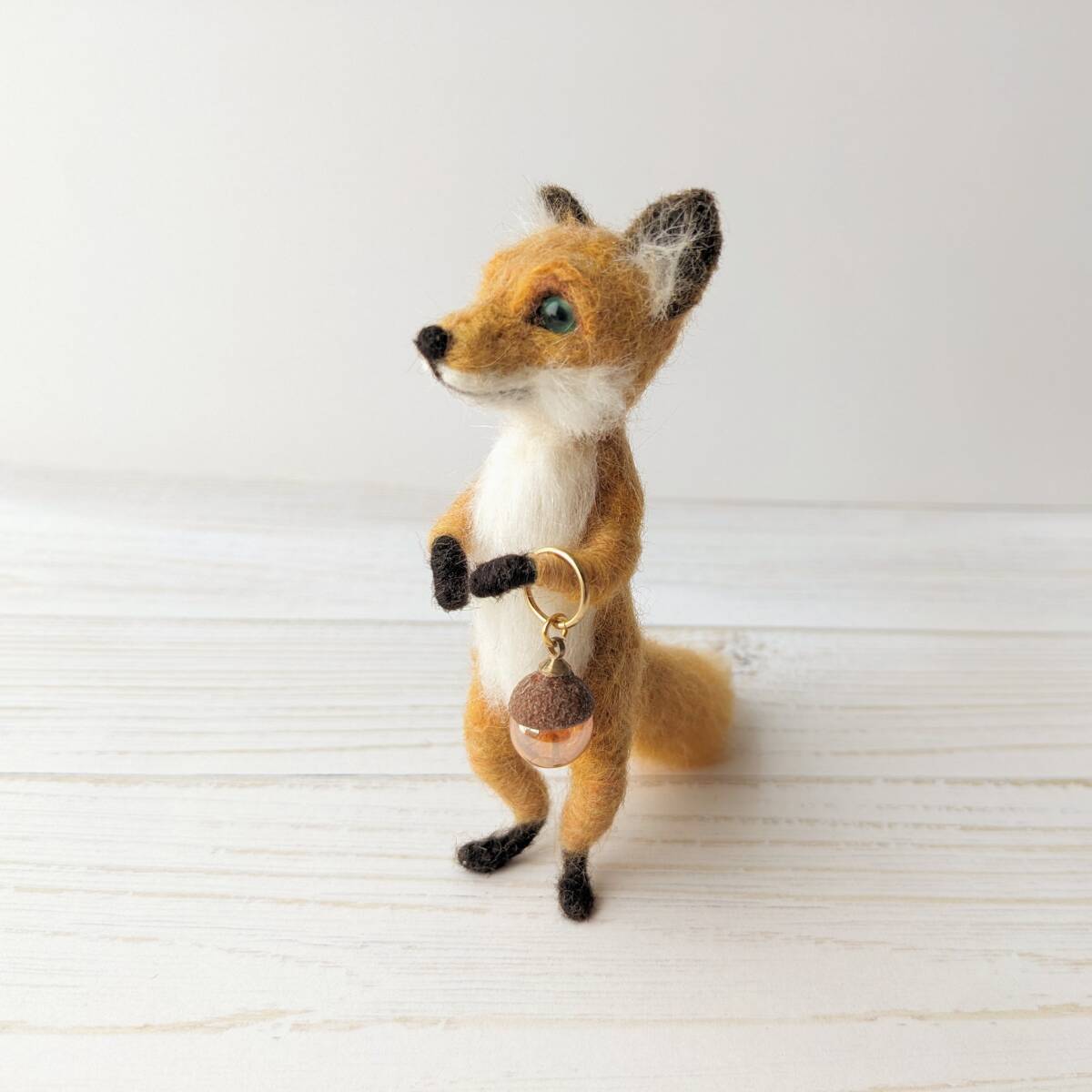  height 9.3cm.... fox forest. guide position miniature wool doll wool felt ... acorn shape lamp attaching 