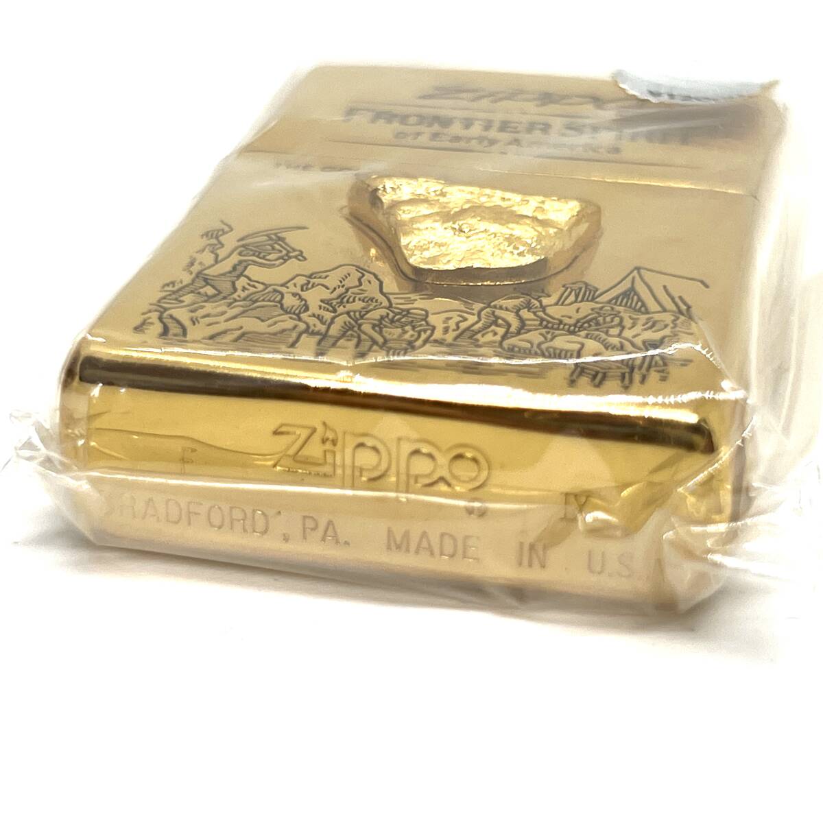 未着火品!! zippo ジッポー GOLD RUSH ゴールドラッシュ 1993年製 ゴールドカラー 立体メタル フロンティアスピリッツ の画像5