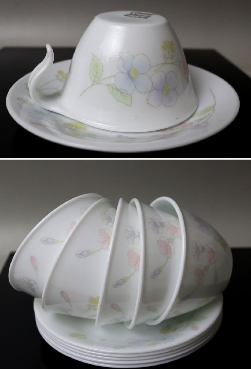 ■W-3810■Corelle/コレール USA 花柄 カップ＆ソーサー5客 綺麗■の画像9