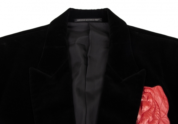  Yohji Yamamoto pool Homme Yohji Yamamoto POUR HOMME velour flower leather chi jacket black red 2