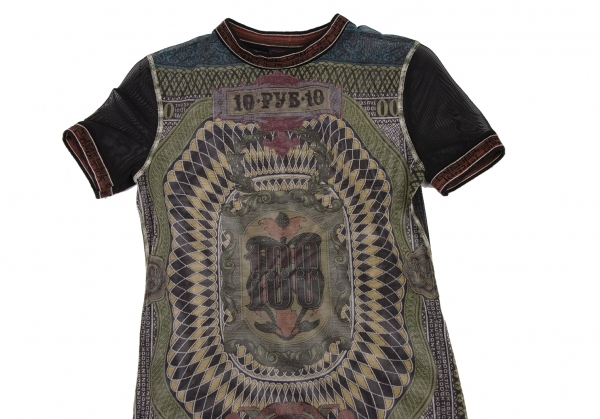 ジャンポールゴルチエクラシックJean Paul GAULTIER CLASSIQUE ビルプリントパワーネットTシャツ 黒他40_画像3