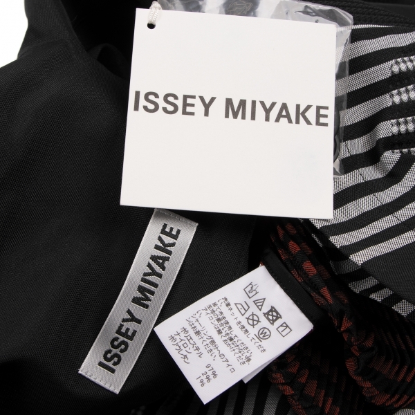 イッセイミヤケISSEY MIYAKE サイドプリーツジャガードストライプ変形ジャケット 赤黒2_画像10