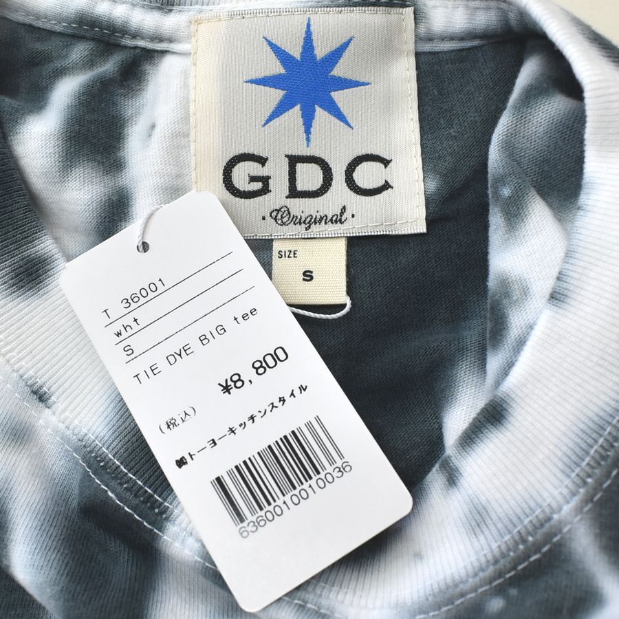 GDC ジーディーシー 綿100% 半袖BigTシャツ 丸首 ロゴ マーブル模様 男女兼用 ユニセックス メンズSサイズ 白墨 送料無料 A332の画像4