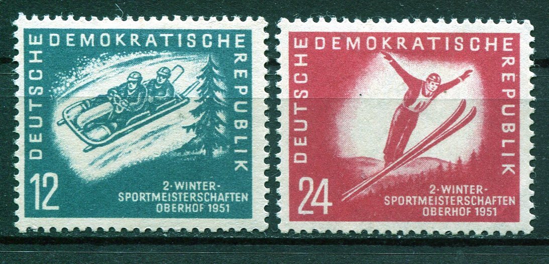 7178◇東ドイツ　1951年　冬季スポーツ　2種完　MH_画像1