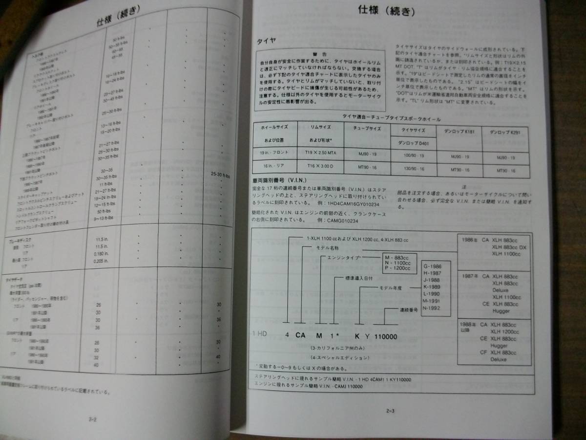 １９８６年～９２年 スポーツスター系４速＆5速 日本語サービスマニュアルの画像4