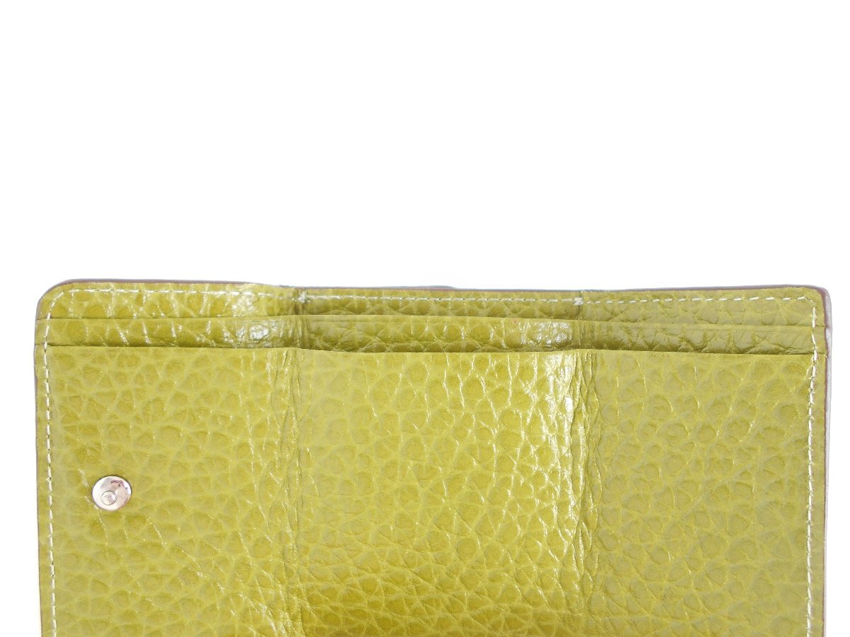 〇PELLE BORSA ペレボルサ レザー ミニ 財布 ウォレット グリーン 三つ折り財布の画像3