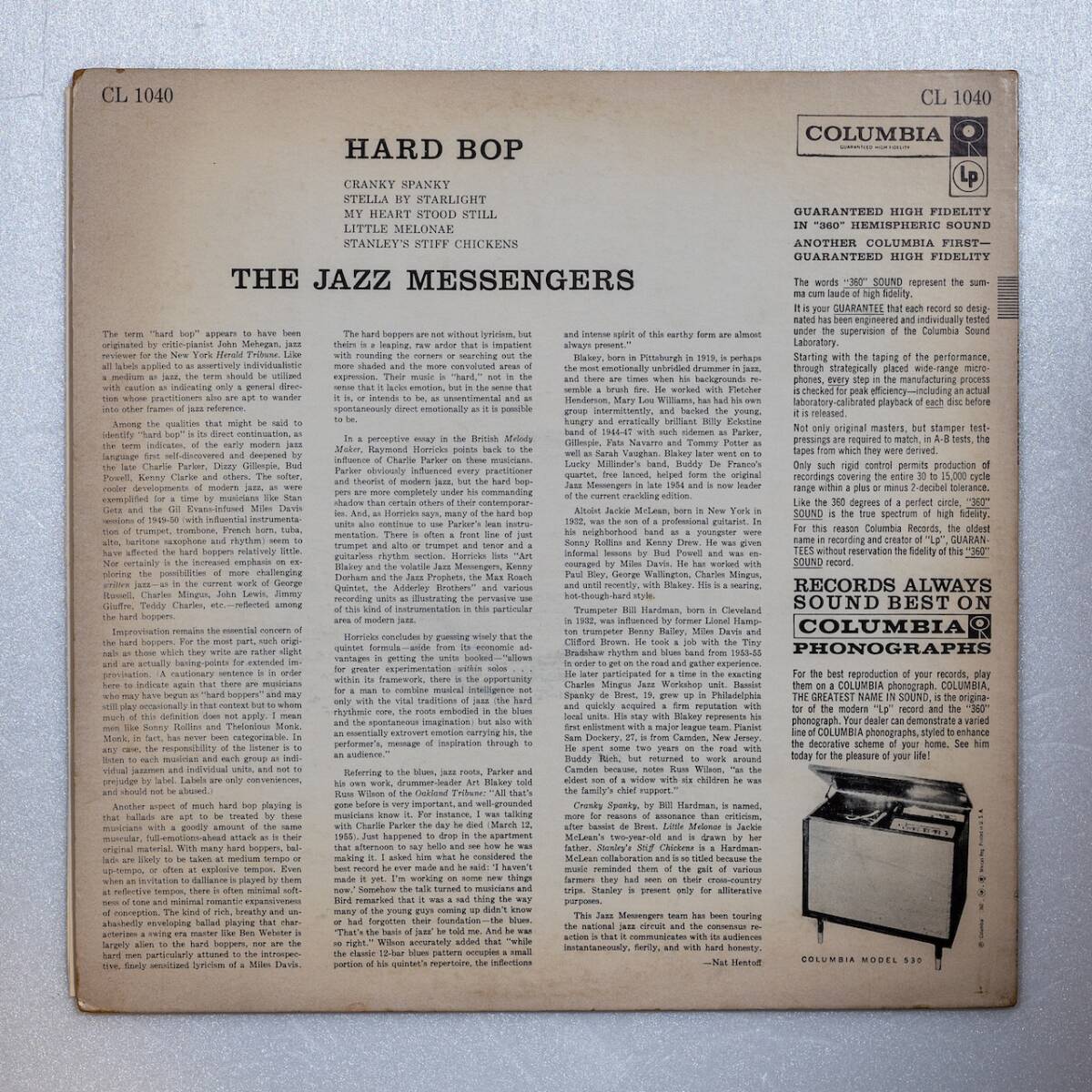 USオリジナル盤 THE JAZZ MESSENGERS / HARD BOP ほぼ美盤 / Columbia CL-1040 / 6eye / 深溝 / 再生音良好 / Ark Blakey, Jackie McLeanの画像2