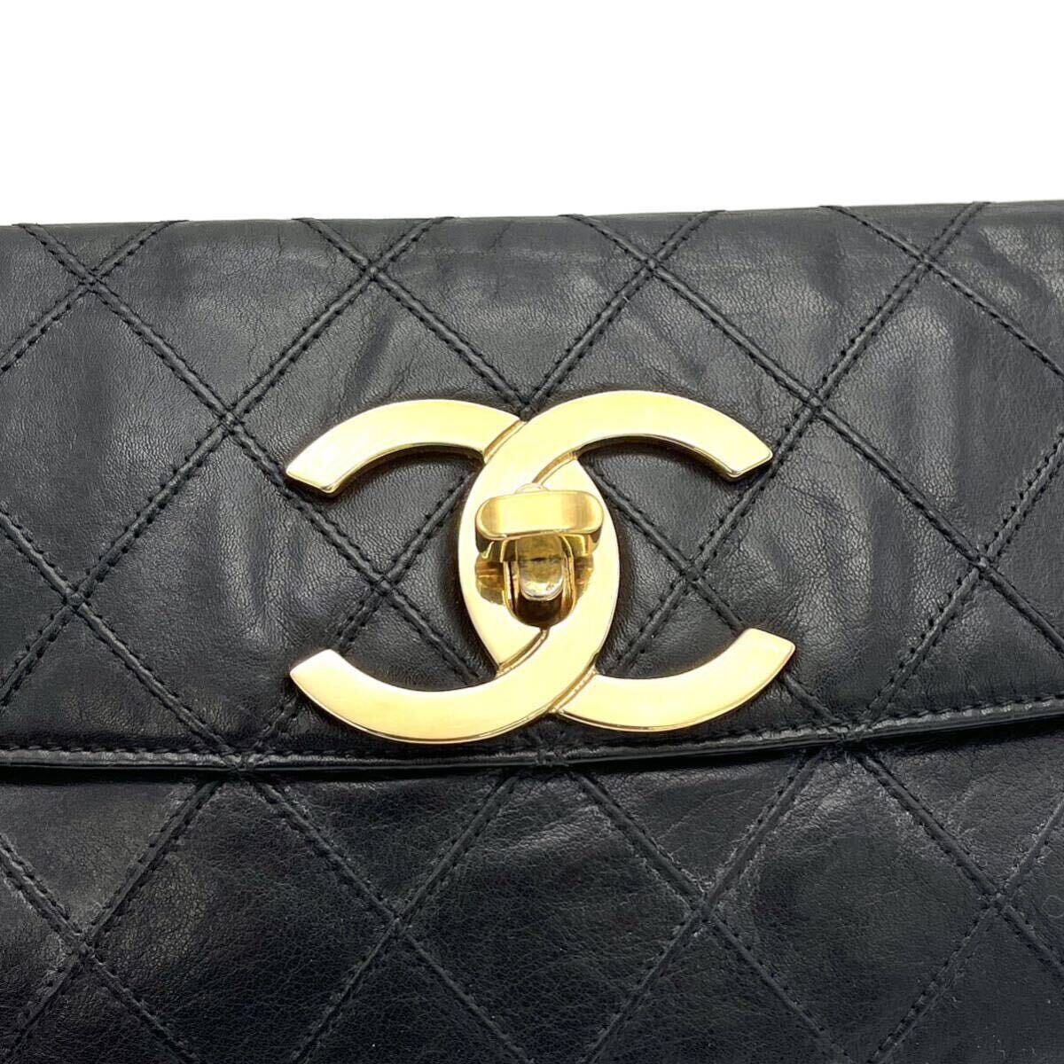 1円 美品 CHANEL シャネル ビコローレ デカ ココマーク ターンロック レザー クラッチ バッグ dD0377H_画像6