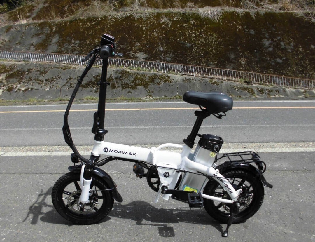 MOBIMAX ディスク式 MTB 新しいリチウムバッテリー 48V 10Ah 14インチ 白色 BIKE 折り畳み電動自転車 動作確認済 3205_画像3