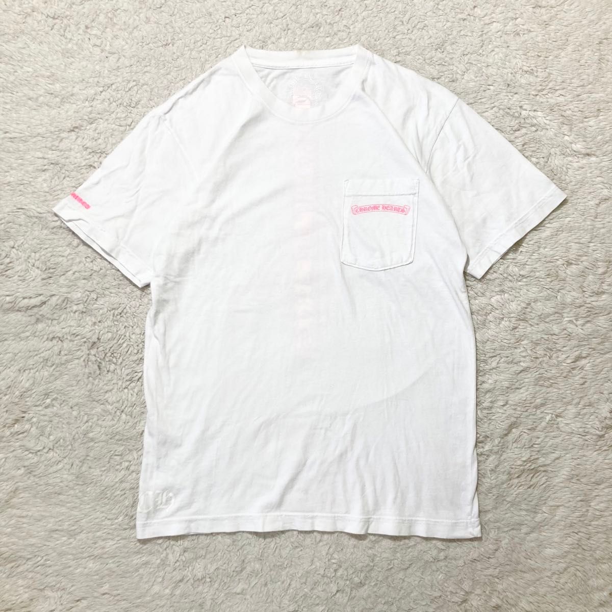 極美品】クロムハーツ Tシャツ ホワイト 半袖 蛍光ピンク ユニ 極美品】クロムハーツ Tシャツ ホワイト 半袖 蛍光ピンク ユニ
