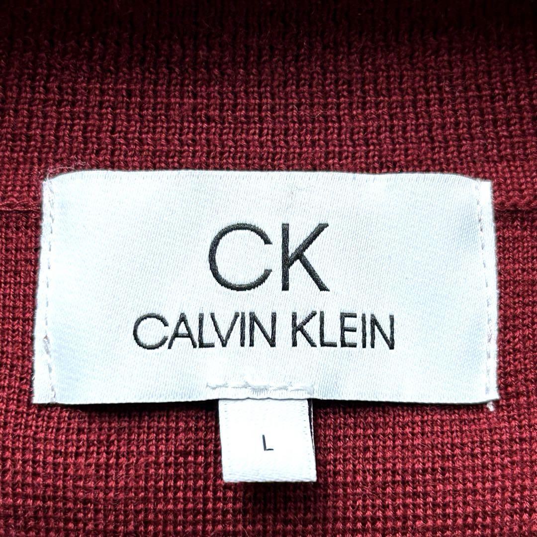 ★良品 Lサイズ★ Calvin Klein カルバンクライン ニット テーラードジャケット オンワード樫山 ワインレッド ボルドー 赤 レッド メンズ_画像6