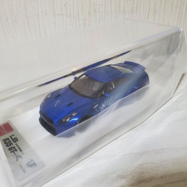 ●HJ65【送60】1円～ メイクアップ アイドロン 1/43 MZE007 LB ニッサン GT-R R35 ダックテイル キャンディーブルー 宮沢模型限定_画像5