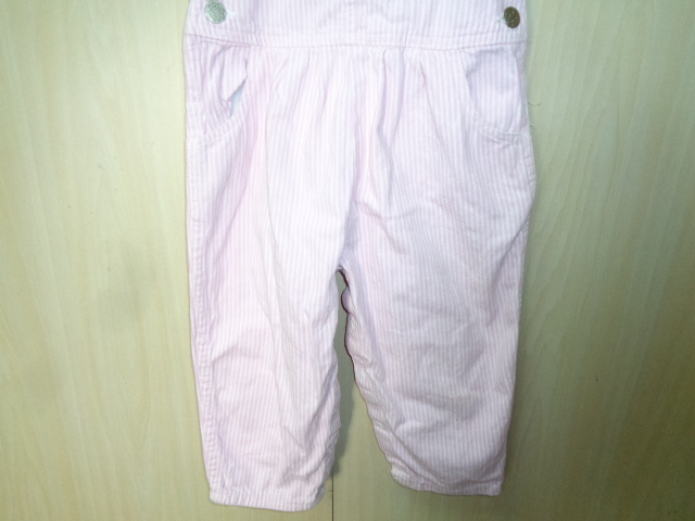 595◆Osh Kosh B'GOSH ストライプカラーオーバーオール◆オシュコシュ ビゴッシュ サイズ不明 ピンク/白 綿100％ ホンジュラス製 キッズ 6Dの画像2