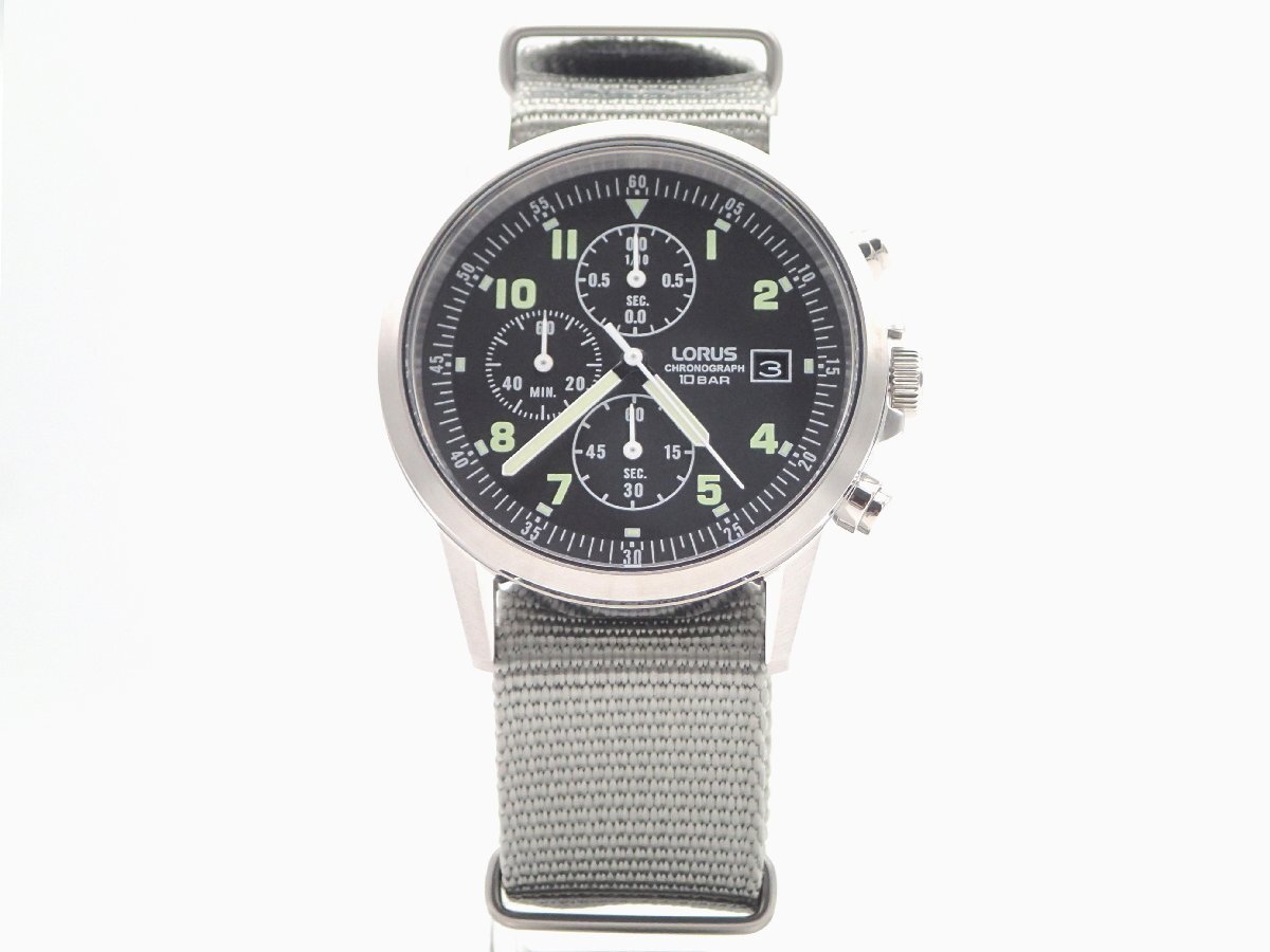 SEIKO LORUS Military Chronograph Watch Black Grey セイコー ローラス ミリタリー クロノグラフ クオーツ ブラック グレー 100m防水 時計の画像6