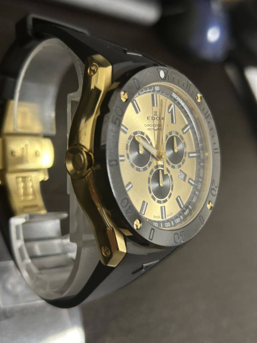 美品 エドックス EDOX クロノオフショア1 クロノグラフ スペシャルエディション メンズ腕時計 500m防水の画像4