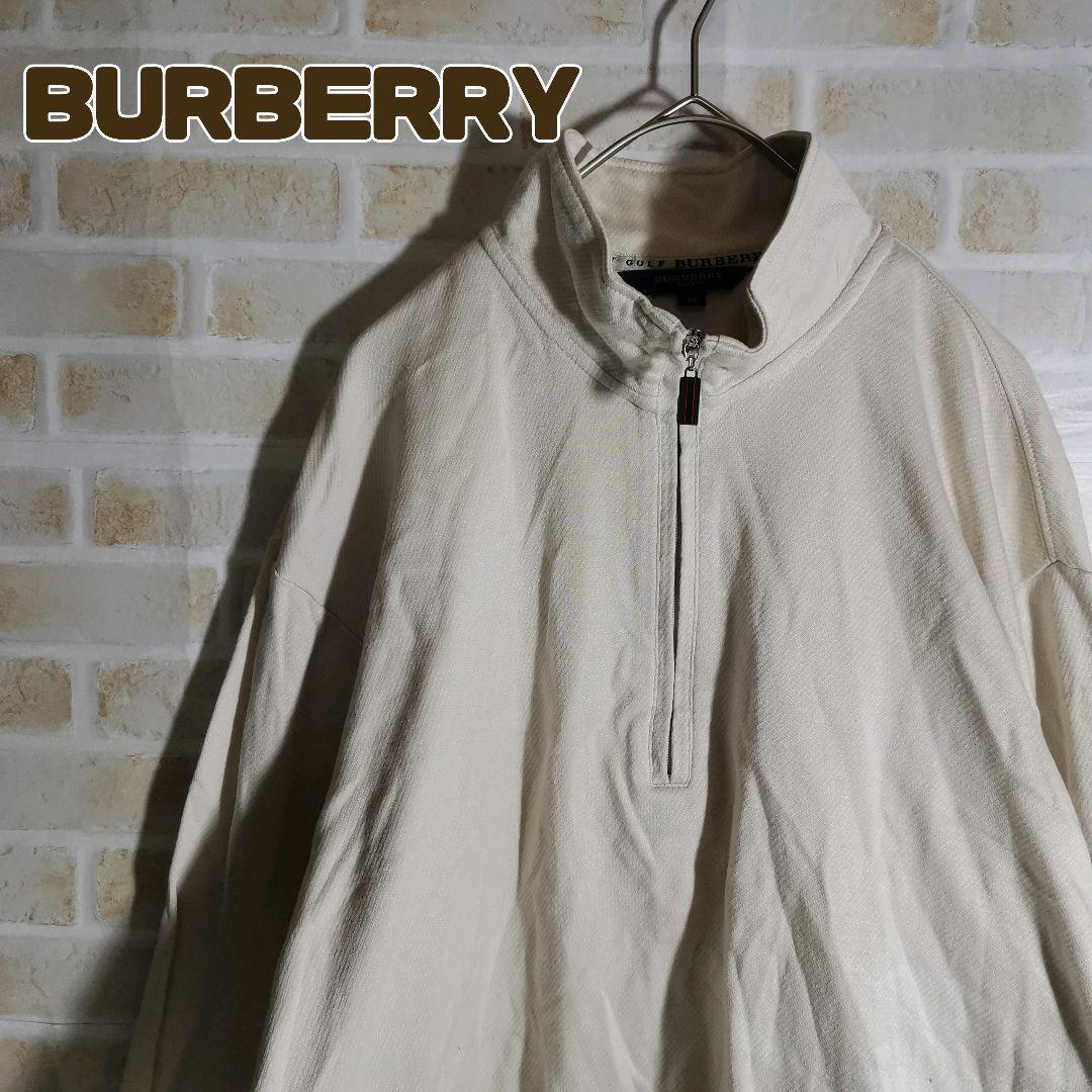 BURBERRY バーバリー ゴルフ ハーフジップ ベージュ ホース ロゴ_画像1