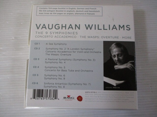 BS １円スタート☆VAUGHAN WILLIAMS THE 9 SYMPHONIES CONCERTRO ACCADEMICO THE WASP: OVERTURE MORE ANDRE PREVIN  中古CD☆ の画像2