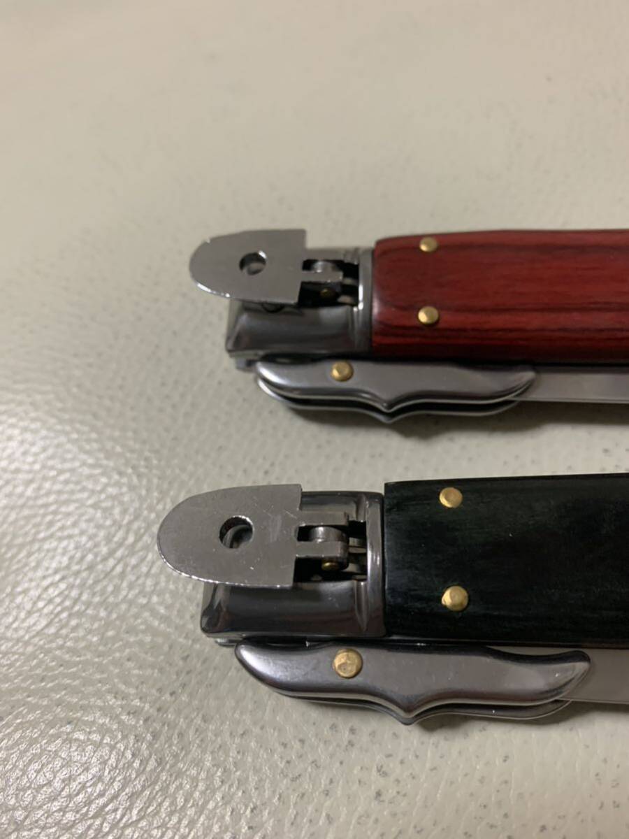 2本セット　ナイフ　レッドブラックウッドハンドルフォールディングナイフ 新品未使用　ワンハンドオープン　イタリアン　ペーパーナイフ_画像6